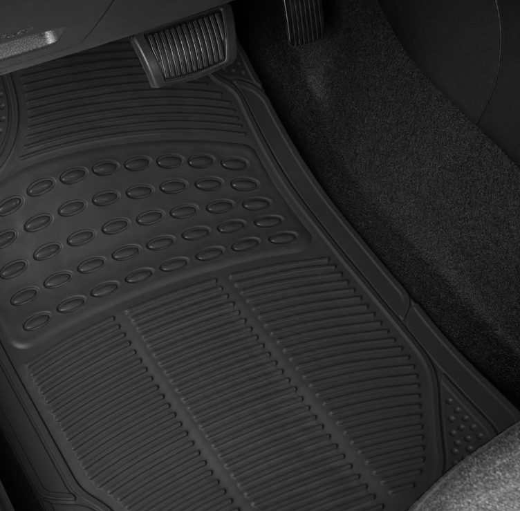 All-Weather Rubber Car Floor Mats with Raised Ridges